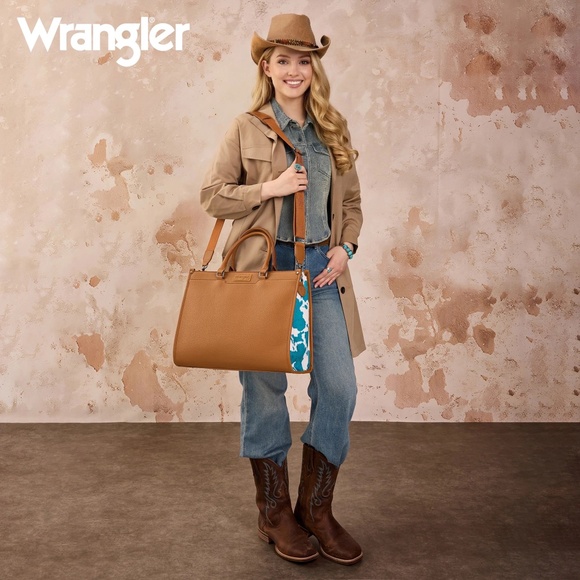 Wrangler Carry-All Large Tote Work Tote /Crossbody Brown - Picture 2 of 7